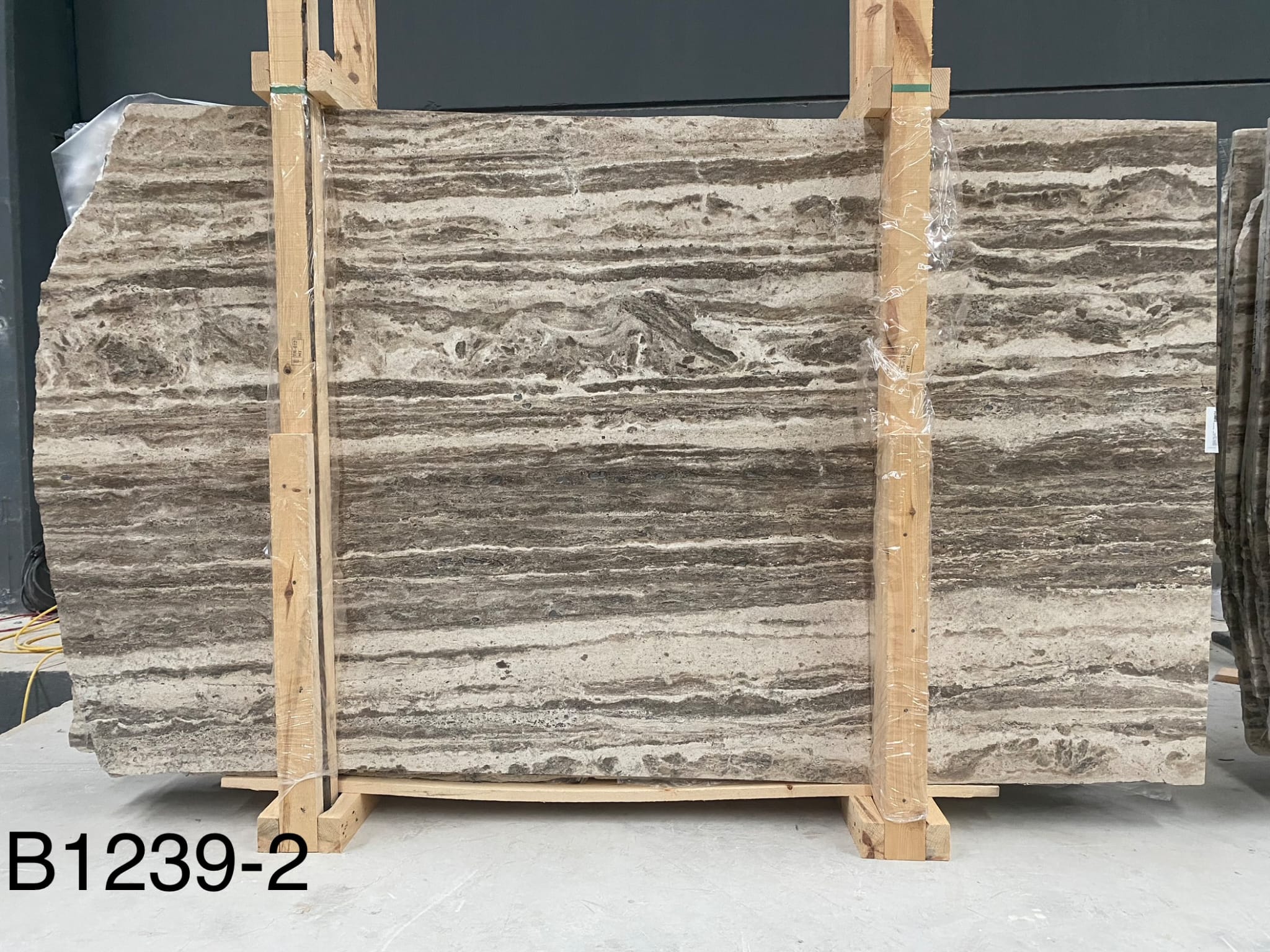 Silver Travertine filled polished block 2