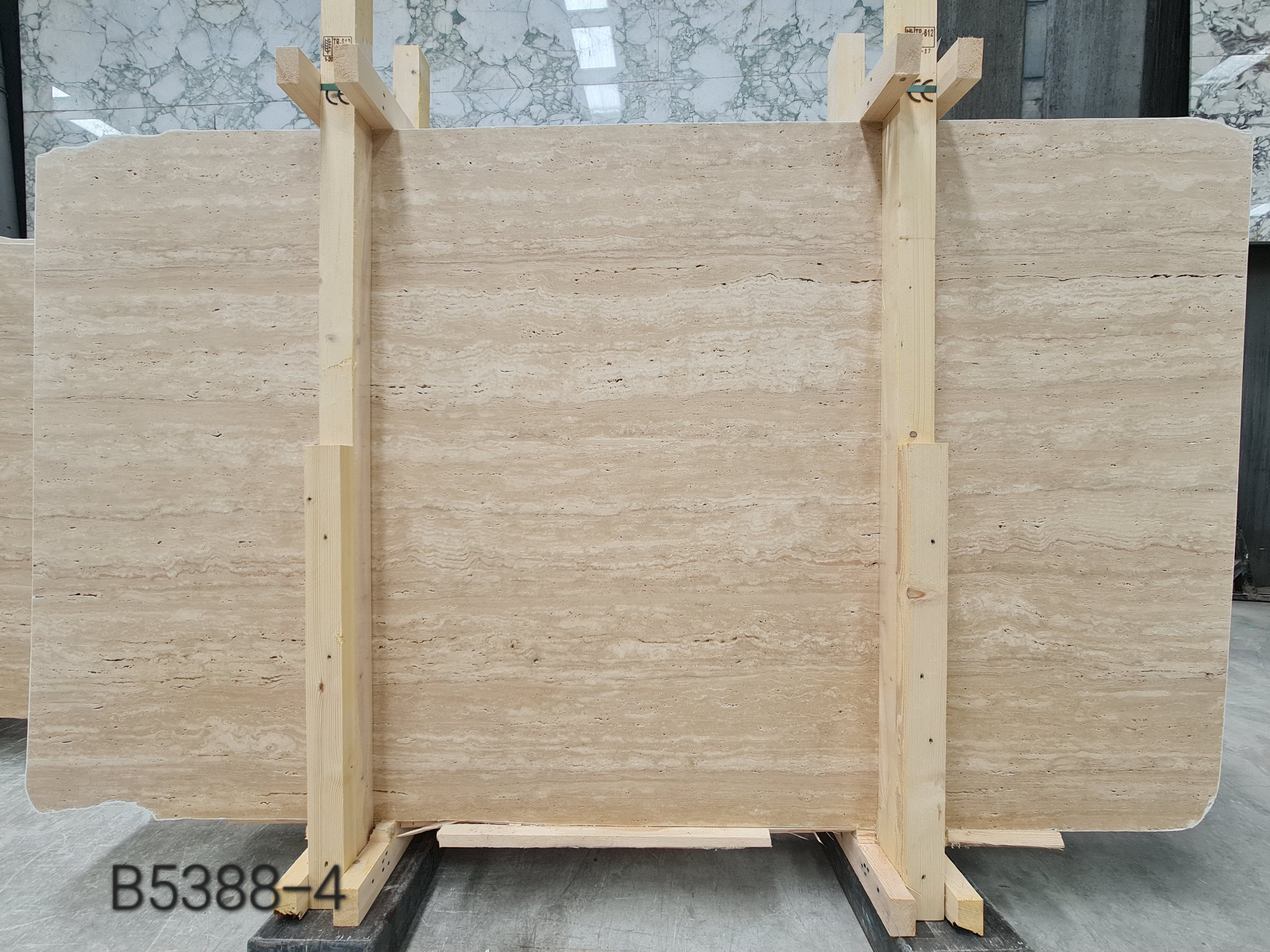 Veincut Travertine unfilled honed slab