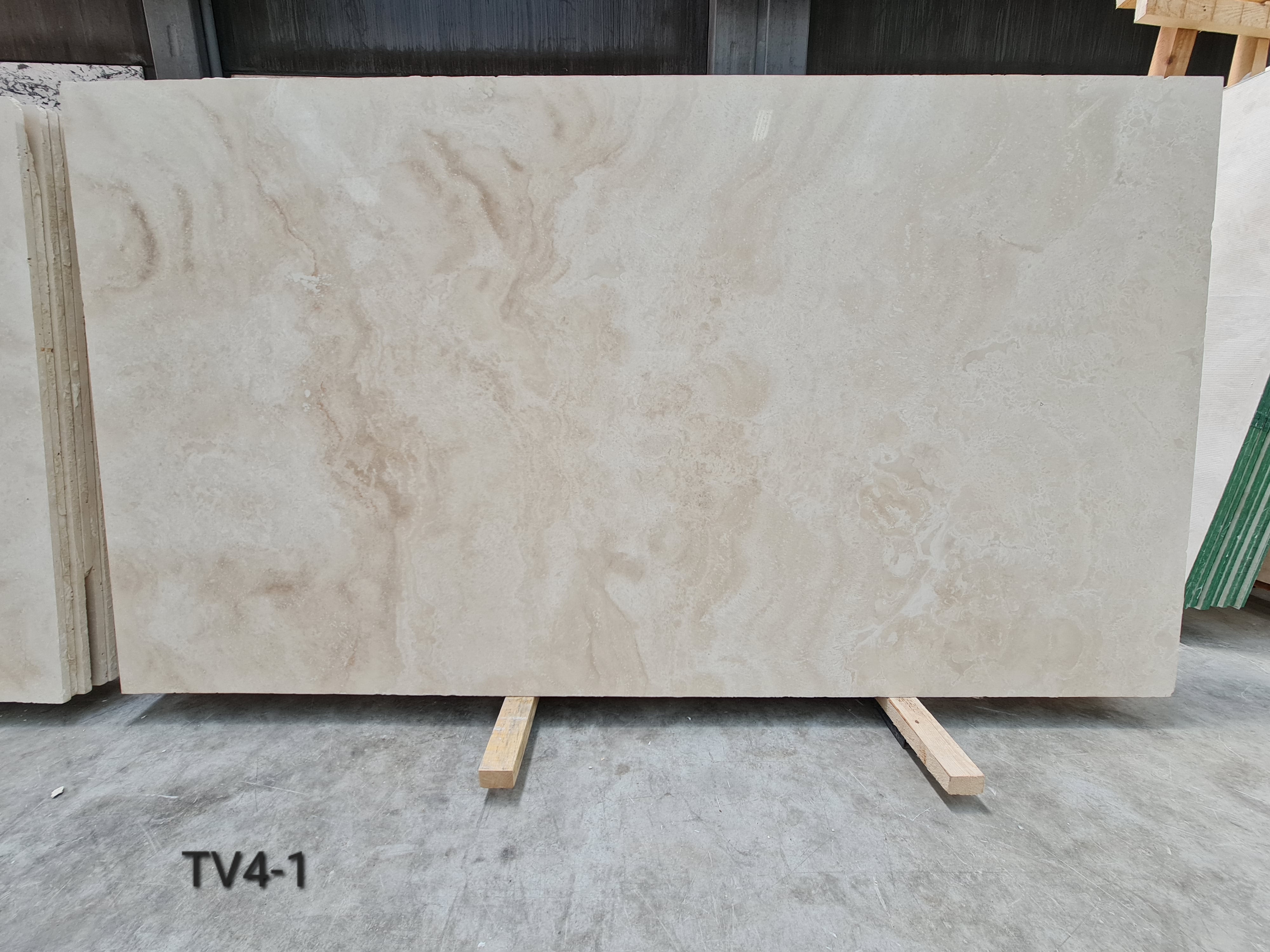 Light Travertine crosscut filled polished slab