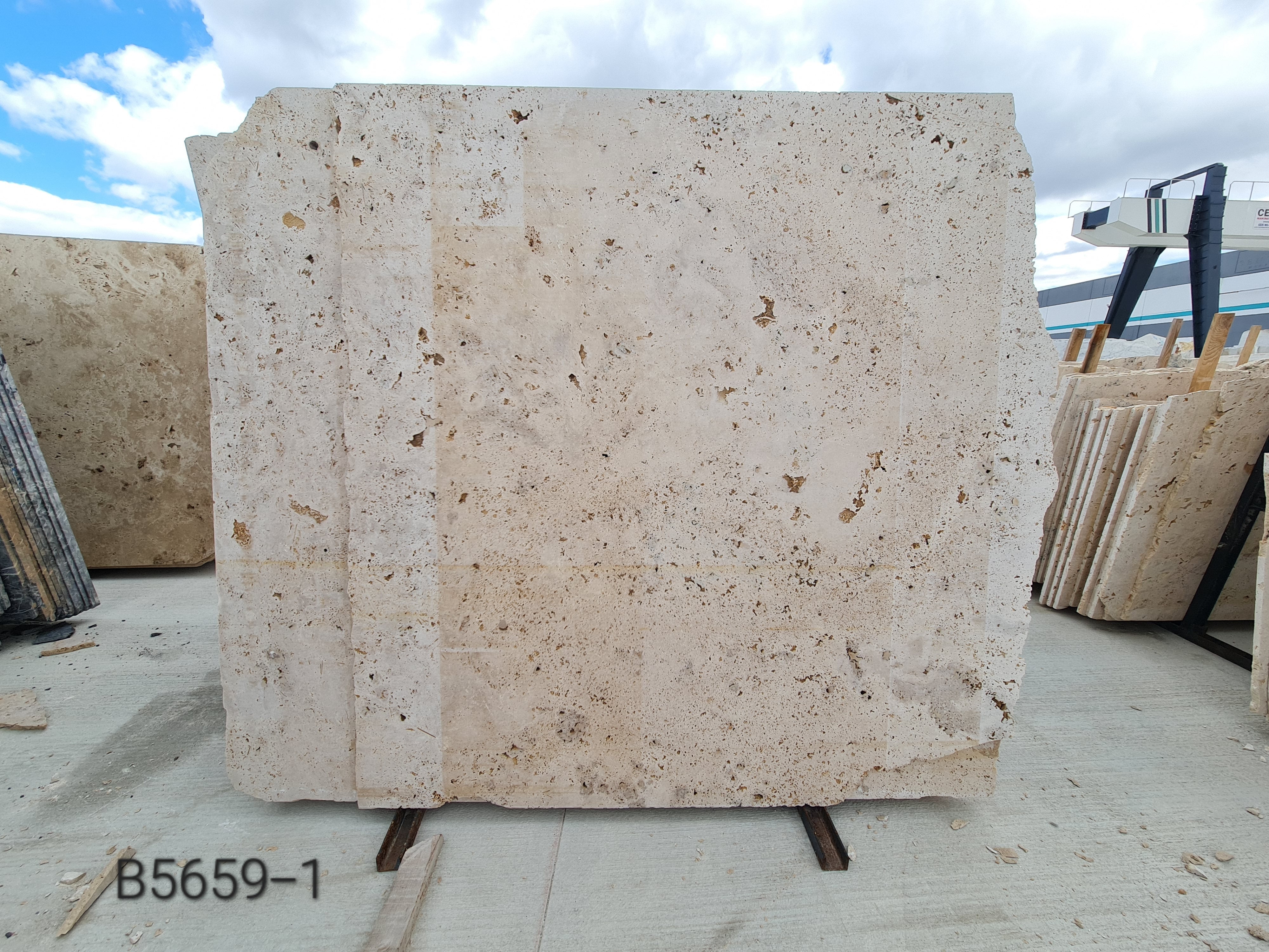 Light Travertine Unfilled Raw natural slab