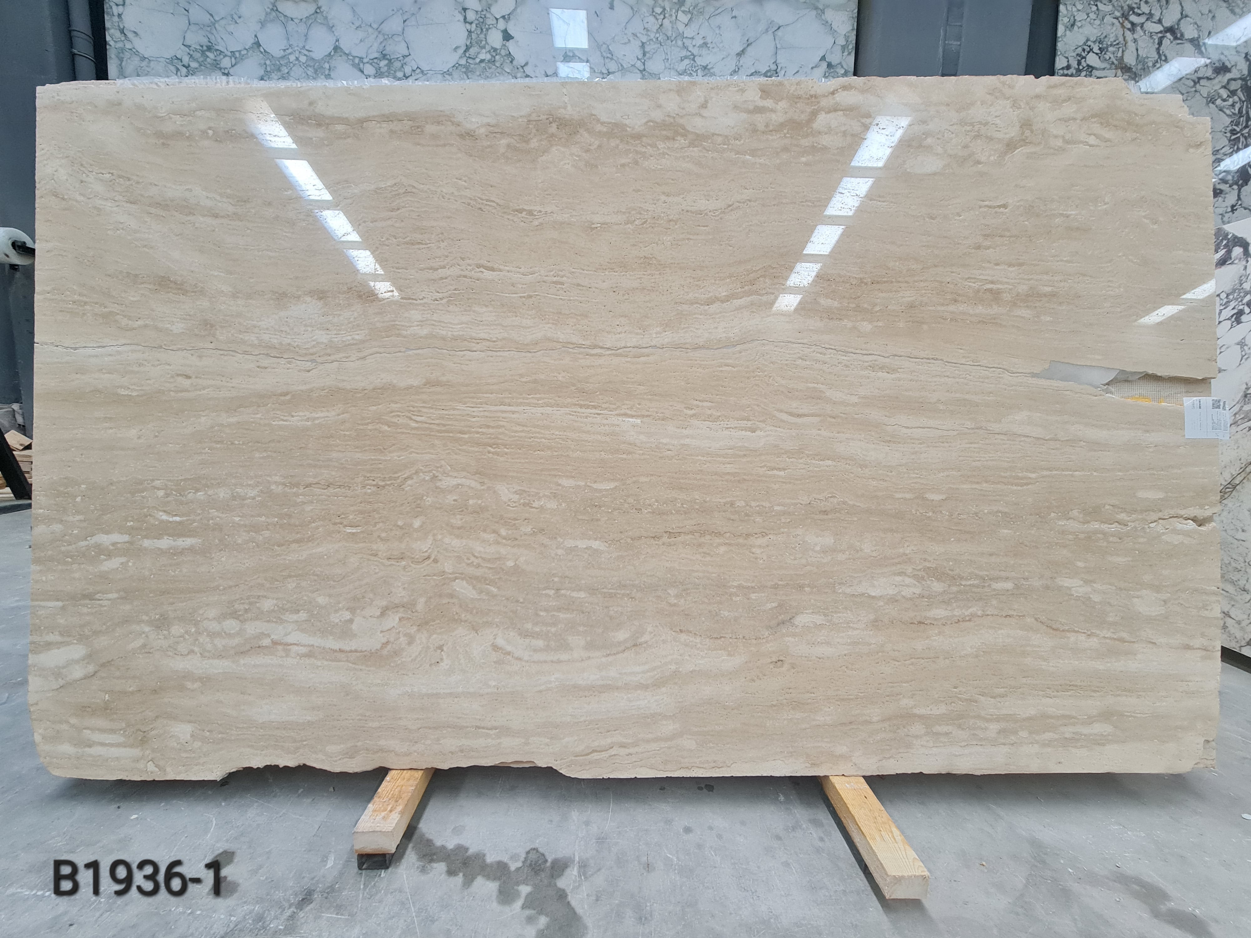 Veincut Travertine filled polished slab
